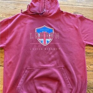 Red London Hoodie 24.5” pit to pit.